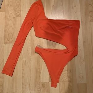 Cut out long sleeve tube rope body suit